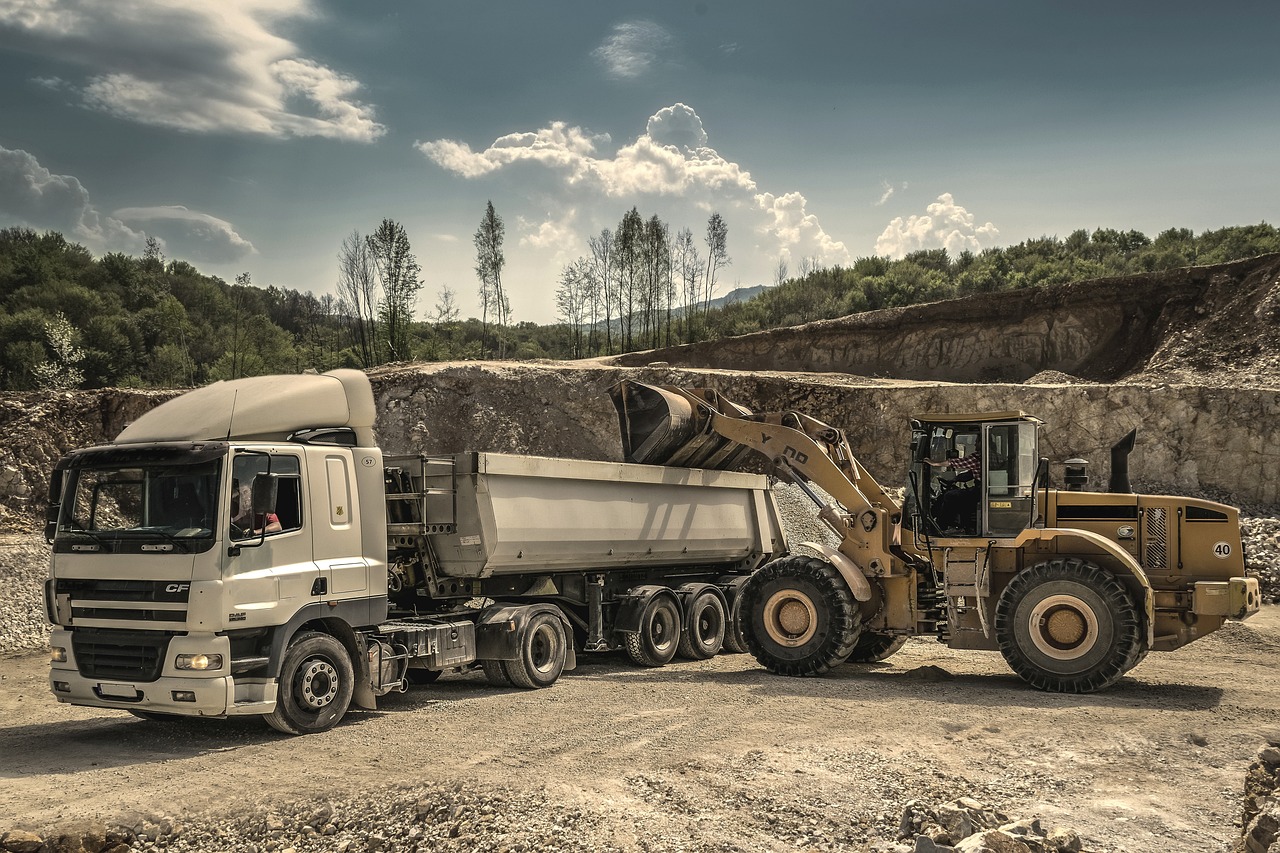digger, excavator, engine, heavy, loader, lorry, machine, machinery, quarry, sand, semi-trailer truck, soil, trailer, transportation system, truck, vehicle, heavy machinery, truck, truck, truck, truck, truck